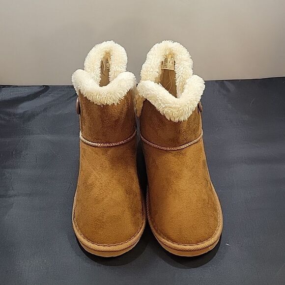 BRAND NEW JUST BE LADIES COG FAUX SUEDE ROUND TOE FAUX FUR WOMEN"S BOOTIES - Picture 3 of 13